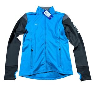 Mizuno Youth Large Performance Track Jacket Diva Blue Charcoal Full Zip coat